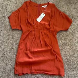 Lush Terracotta V-Neck Dress